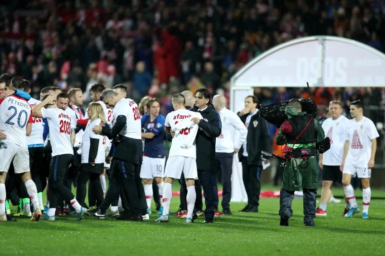16.11.2019., stadion HNK Rijeka, Rijeka - Kvalifikacije za Europsko prvenstvo, skupina E, 9. kolo, Hrvatska - Slovacka. Slavlje Hrvatske. 
Photo: Dalibor Urukalovic/PIXSELL