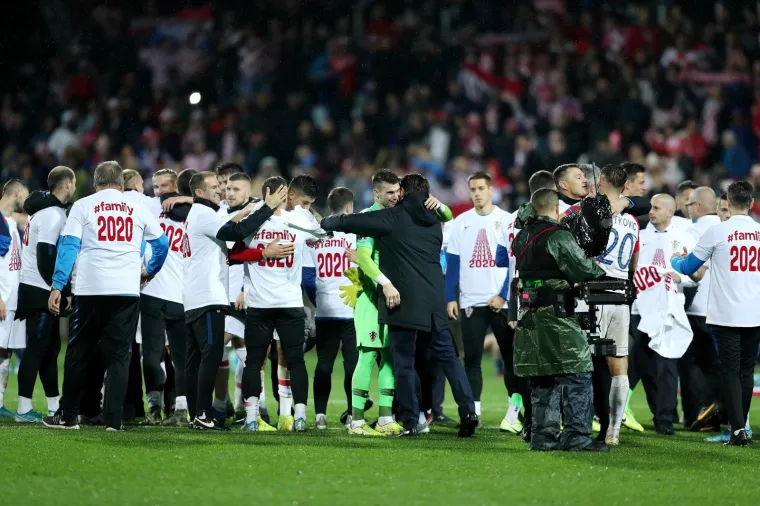 16.11.2019., stadion HNK Rijeka, Rijeka - Kvalifikacije za Europsko prvenstvo, skupina E, 9. kolo, Hrvatska - Slovacka. Slavlje Hrvatske. 
Photo: Dalibor Urukalovic/PIXSELL
