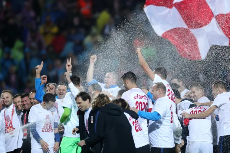16.11.2019., stadion HNK Rijeka, Rijeka - Kvalifikacije za Europsko prvenstvo, skupina E, 9. kolo, Hrvatska - Slovacka. Slavlje Hrvatske. 
Photo: Igor Soban/PIXSELL