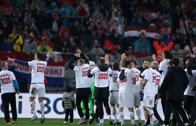 16.11.2019., stadion HNK Rijeka, Rijeka - Kvalifikacije za Europsko prvenstvo, skupina E, 9. kolo, Hrvatska - Slovacka. Slavlje Hrvatske. 
Photo: Igor Soban/PIXSELL