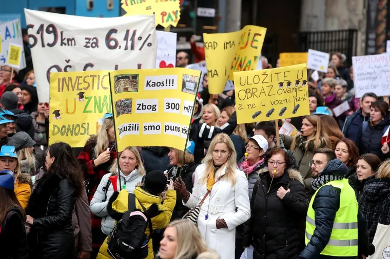 TISUĆE LJUDI U ZAGREBU PROSVJEDUJE ZA VEĆE PLAĆE U OBRAZOVANJU: 'Ne očekujemo kraj štrajka jer Vlada zasad nema ozbiljnu ponudu'