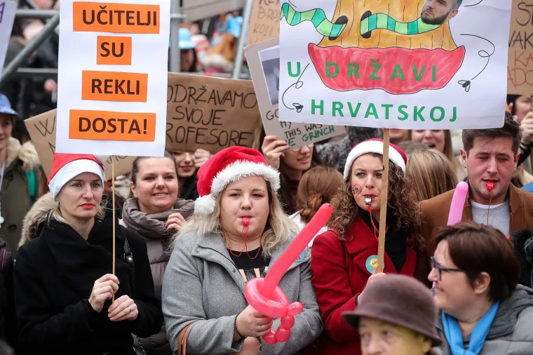 TISUĆE LJUDI U ZAGREBU PROSVJEDUJE ZA VEĆE PLAĆE U OBRAZOVANJU: 'Ne očekujemo kraj štrajka jer Vlada zasad nema ozbiljnu ponudu'