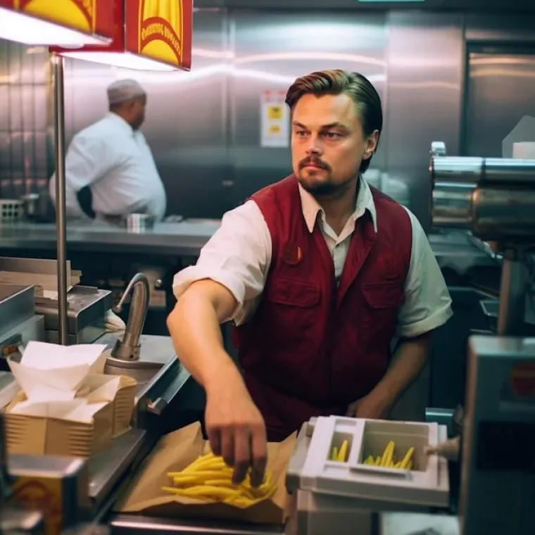 Leonardo Di Caporio kao zaposlenik restorana s brzom hranom