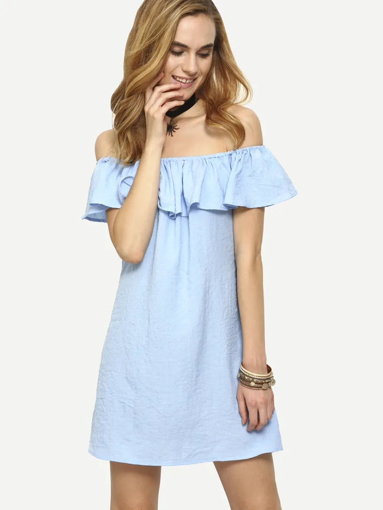 Plava haljina od lana s volanom, SheIn, 91,90 kn