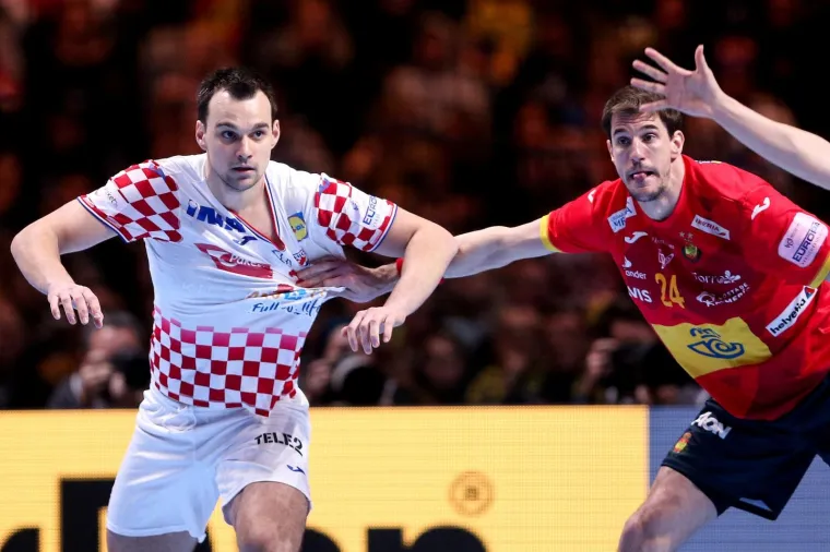 26.01.2020., Tele 2 Arena, Stockholm - Europsko rukometno prvenstvo, finale, Spanjolska - Hrvatska. 
Marino Maric, Viran Morros De Argila
Photo: Luka Stanzl/PIXSELL
