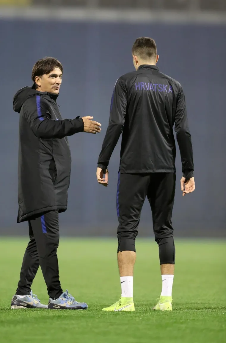 11.11.2019., Zagreb - Trening hrvatske nogometne reprezentacije na stadionu Maksimir uoci posljednje utakmice u kvalifikacijama za Europsko prvenstvo protiv Slovacke. Zlatko Dalic, Dino Peric Photo: Slavko Midzor/PIXSELL