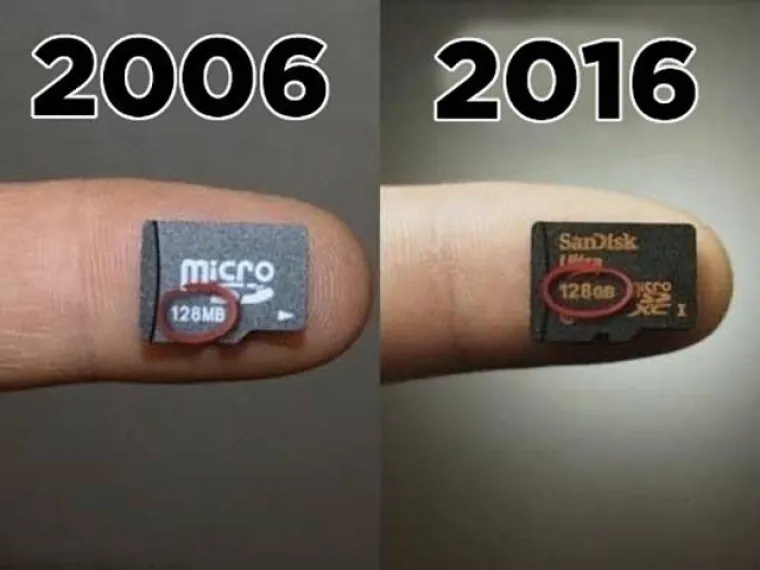 U 10 godina količina informacija koju možemo pohraniti na minijaturnu memorijsku karticu porasla je 1000 puta.