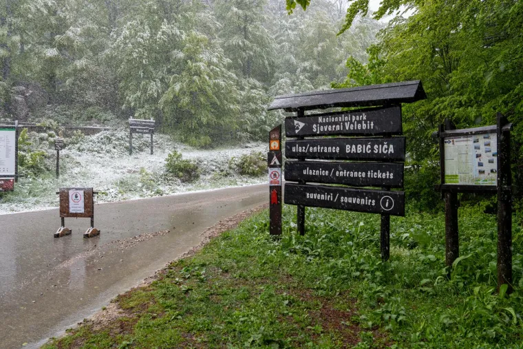 Nevjerojatni prizori s Velebita: Snijeg neočekivano zabijelio planinu