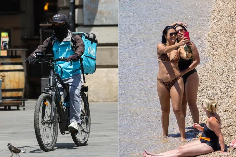 U Zagrebu se vozači dostave 'prže' u zimskim jaknama, a na Jadranu svi u kupaćim kostimima