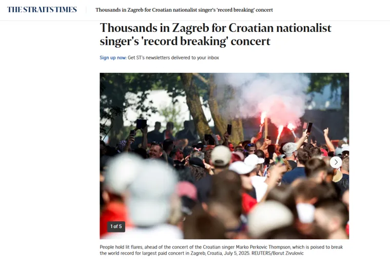 Svjetski mediji se raspisali o Thompsonu, srpski 'na aparatima': 'Skandalozno, ustaše vršljaju usred Zagreba'