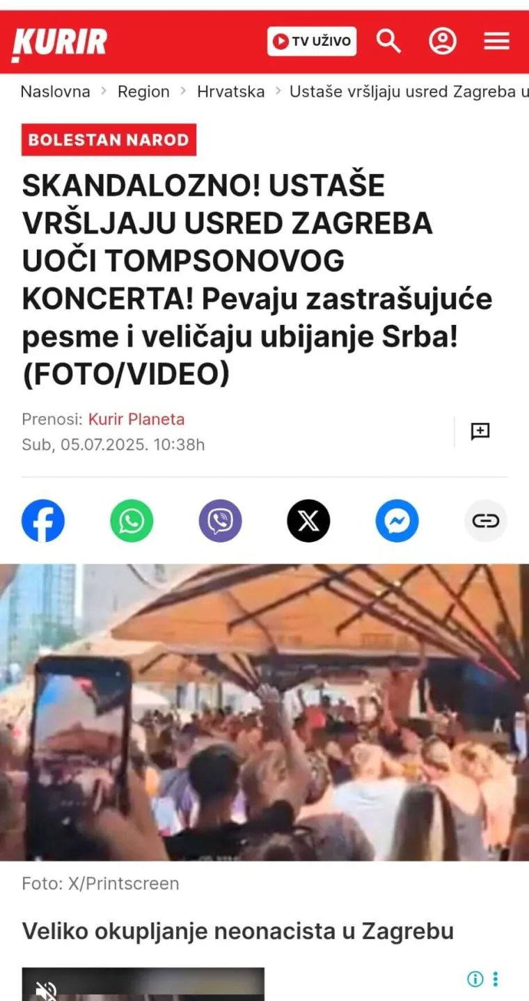 Svjetski mediji se raspisali o Thompsonu, srpski 'na aparatima': 'Skandalozno, ustaše vršljaju usred Zagreba'