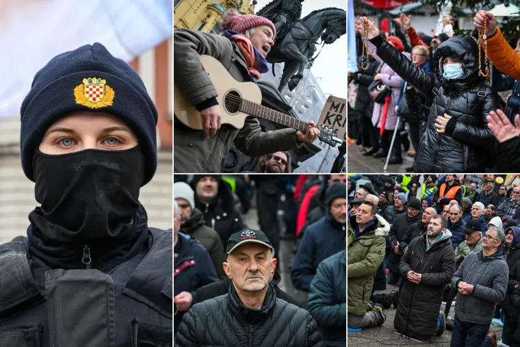 Glavni trg u Zagrebu okupio molitelje i prosvjednike pod budnim okom policije