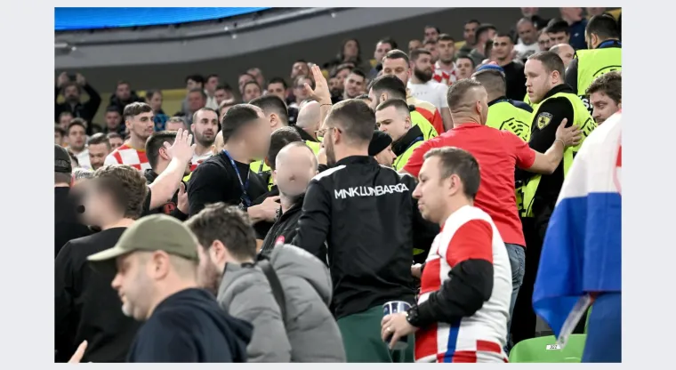 Kadrovi frke hrvatskih navijača i za&scaron;titara u Stožicama