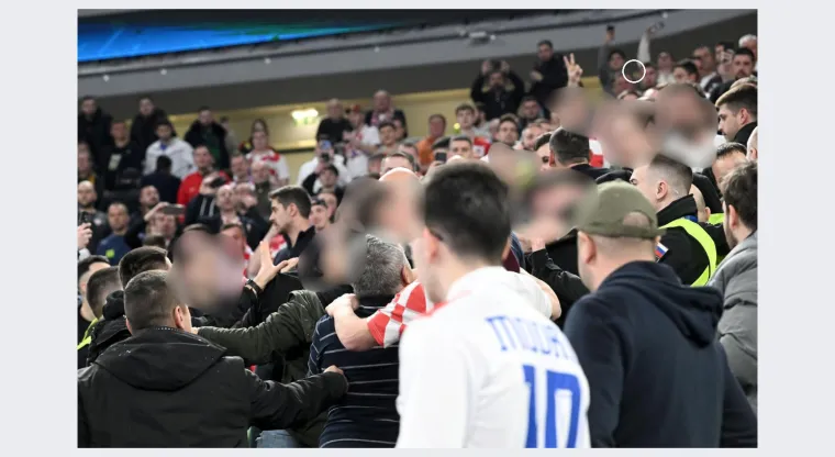 Kadrovi frke hrvatskih navijača i za&scaron;titara u Stožicama