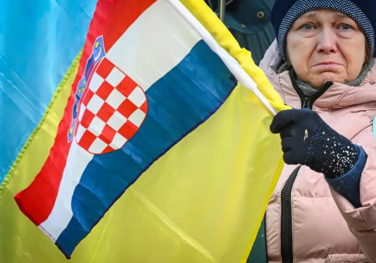 Transparenti i zastave u centru Zagreba: 'Danas Ukrajina, sutra Europa'