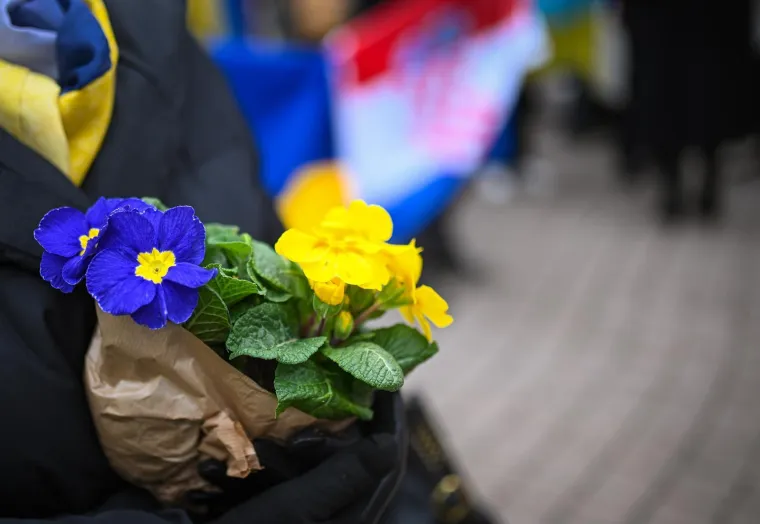 Transparenti i zastave u centru Zagreba: 'Danas Ukrajina, sutra Europa'