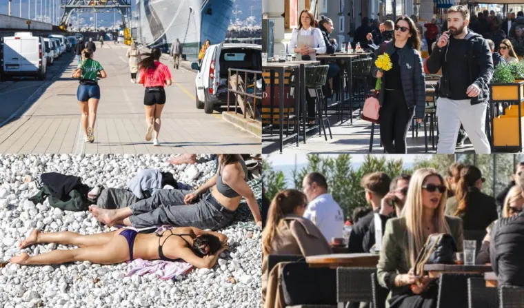 Dok zanosna plavu&scaron;a ispija kavu, djevojke u bikinijima hvataju prve zrake sunca