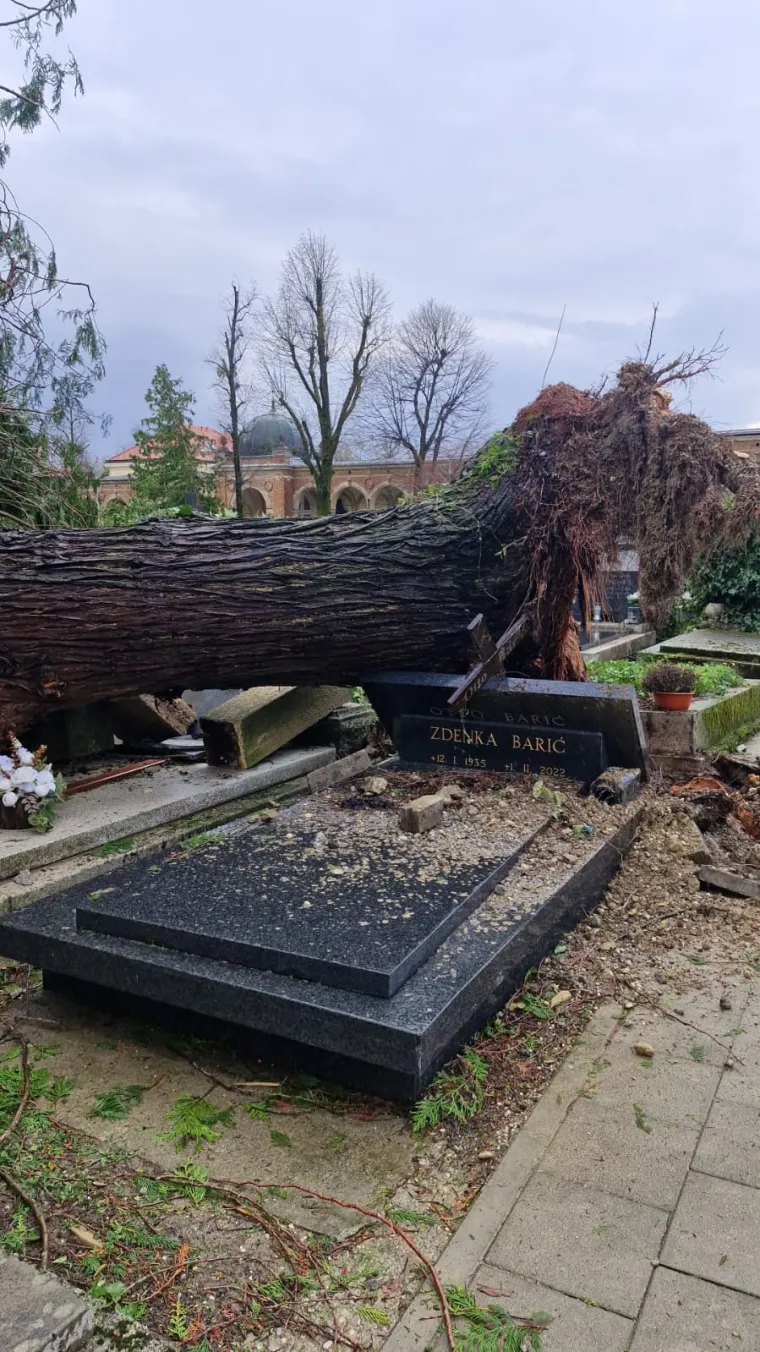 Mirogoj poharalo nevrijeme: O&scaron;tećen grob legendarnog trenera, stabla padala i na anđele