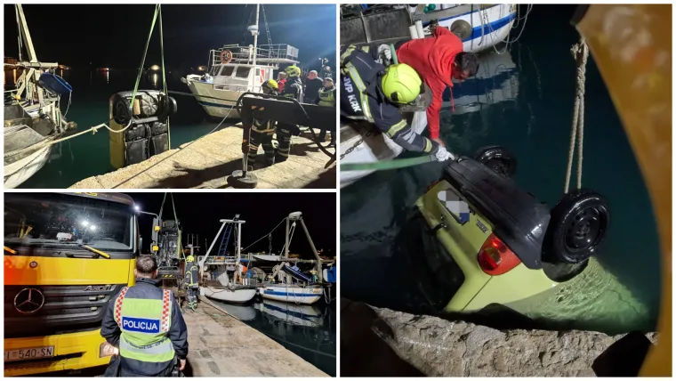 Vatrogasci na Krku 'upecali' Twinga: Pogledajte izvlačenje automobila iz mora