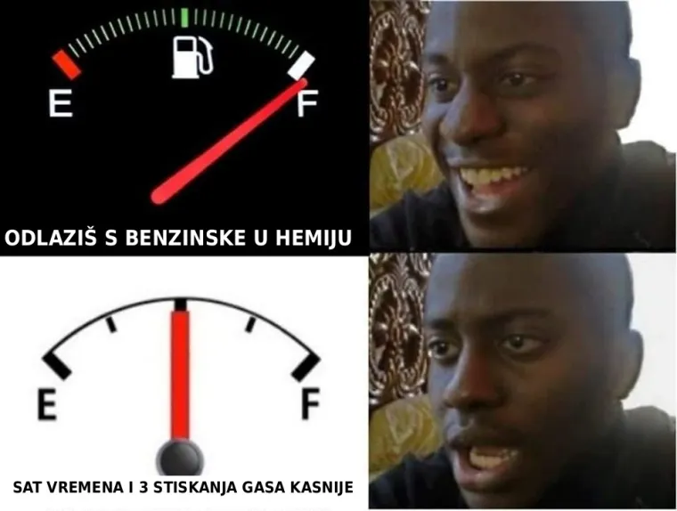 Od prespore vožnje do praznog rezervoara: Ovi prometni memovi nasmijat će vas do suza