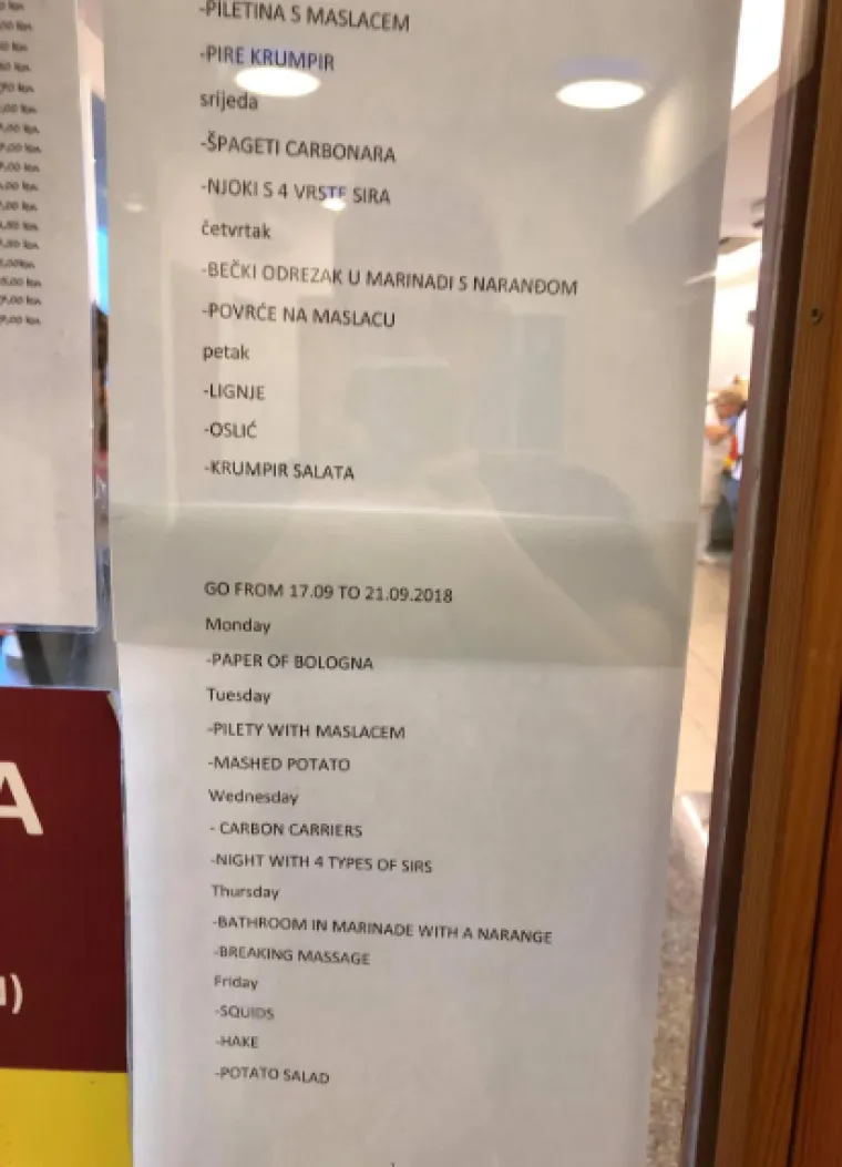Izgubljeni u prijevodu: To &scaron;to na&scaron;i ugostitelji mogu napisati na cjenike nadma&scaron;uje sve komedije