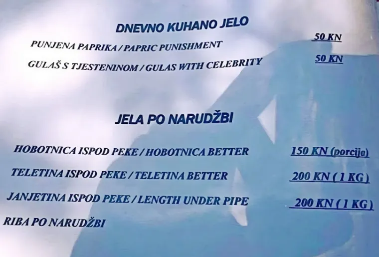 Izgubljeni u prijevodu: To &scaron;to na&scaron;i ugostitelji mogu napisati na cjenike nadma&scaron;uje sve komedije