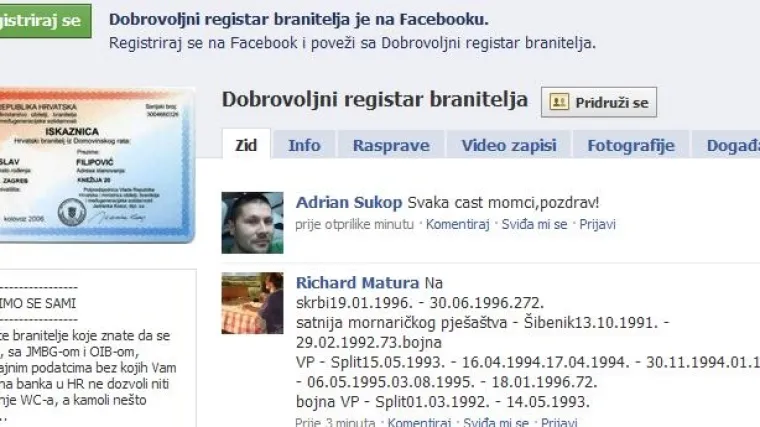 Osvanuo Dobrovoljni registar branitelja