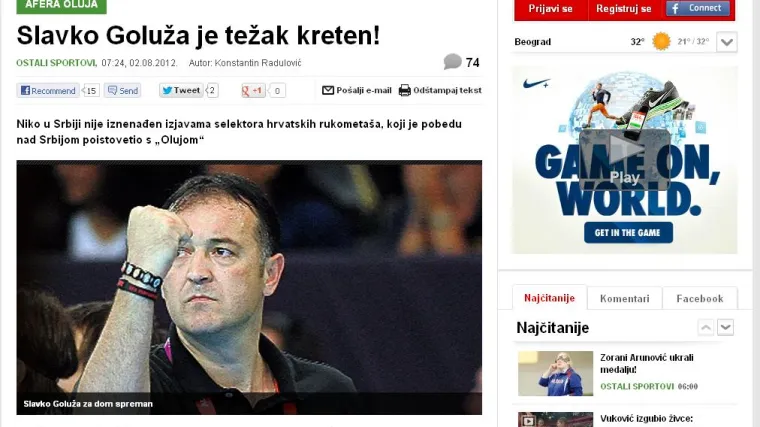 Srbi brutalno izvrijeđali Slavka Golužu!