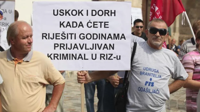 Prosvjed radnika RIZ Oda&scaron;iljača na Markovu trgu