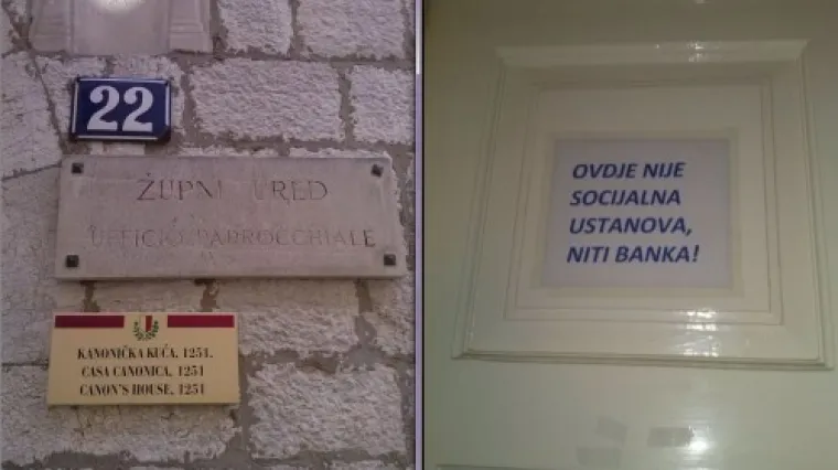 Na vratima župnog ureda: 'Ovo nije socijalna ustanova, niti banka'