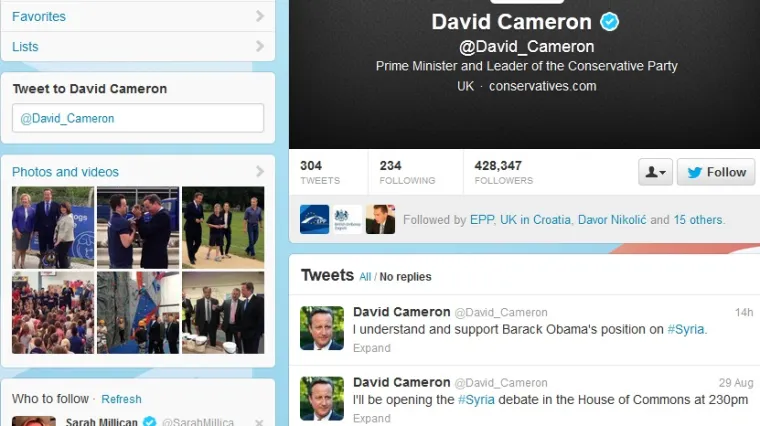 Cameron podržao Obamu na Twitteru