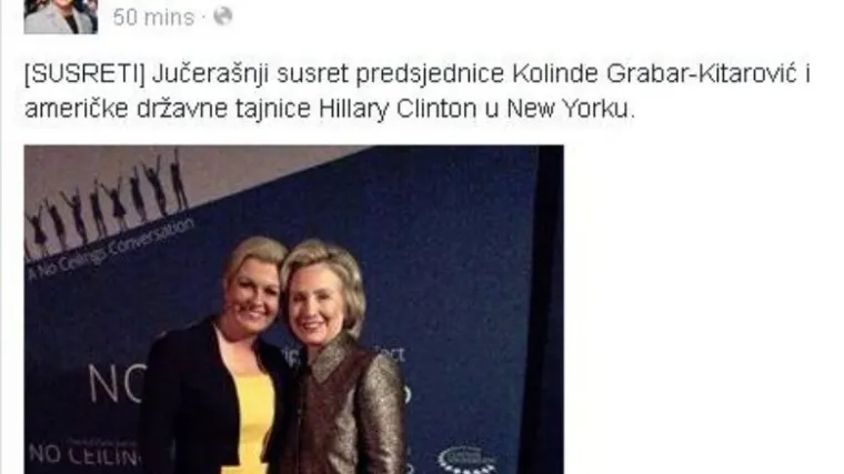 Na Kolindinom Facebooku ne znaju da Hillary Clinton vi&scaron;e nije državna tajnica
