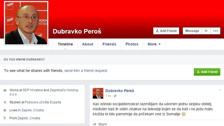 SDP-OVAC &Scaron;OKIRAO STATUSOM: "Sirijci puno jedu, možda da udomim one iz Somalije"