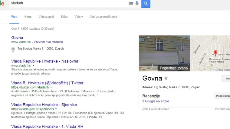Probajte upisati "vladarh" u Google