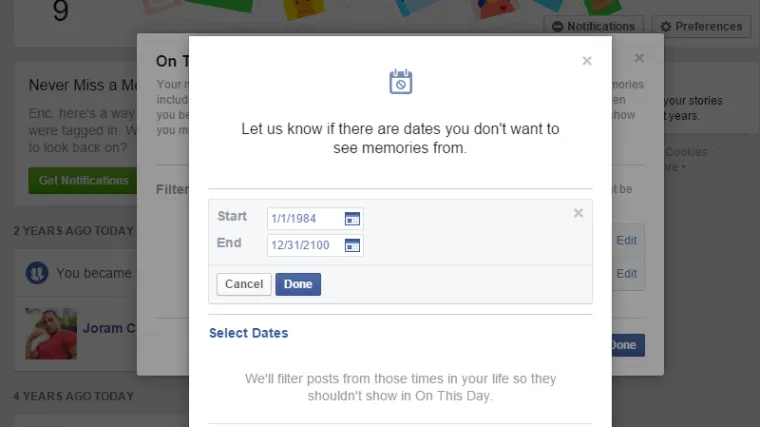 Postoji filter pomoću kojeg možete isključiti podsjećanje Facebooka na prošle događaje