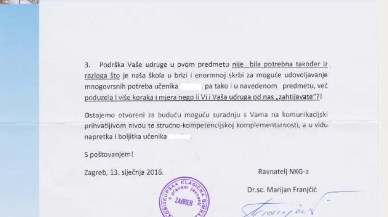 Sramotna reakcija ravnatelja gimnazije na molbu za pomoć teško bolesnom učeniku