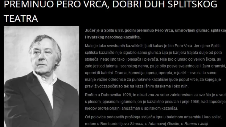 Preminuo je Pero Vrca