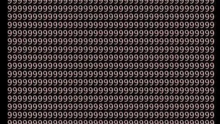 Možete li među silnim devetkama uočiti jednu osmicu?