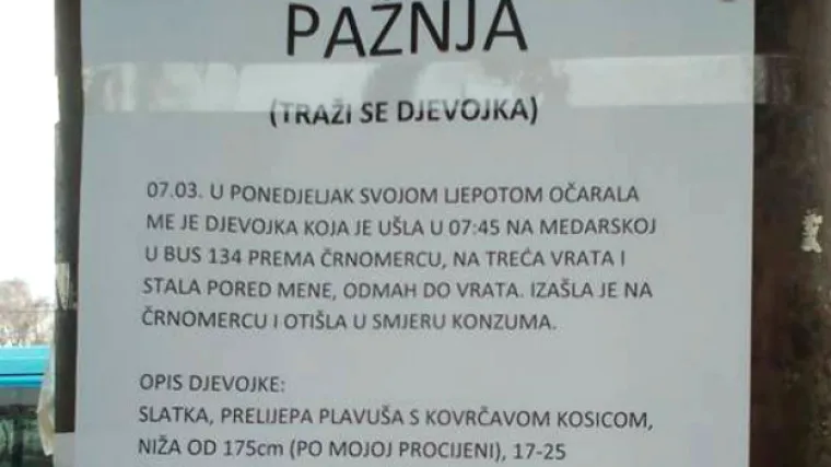 Na&scaron;i dečki sramežljivi uletjeti curi? Opet jedan preko dru&scaron;tvenih mreža traži djevojku iz tramvaja!