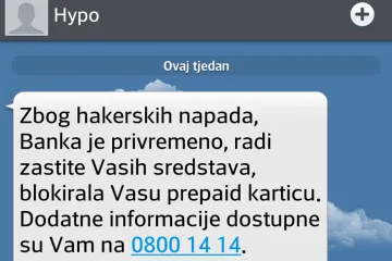 Ako ste primili ovaj SMS, onda vam je banka blokirala karticu