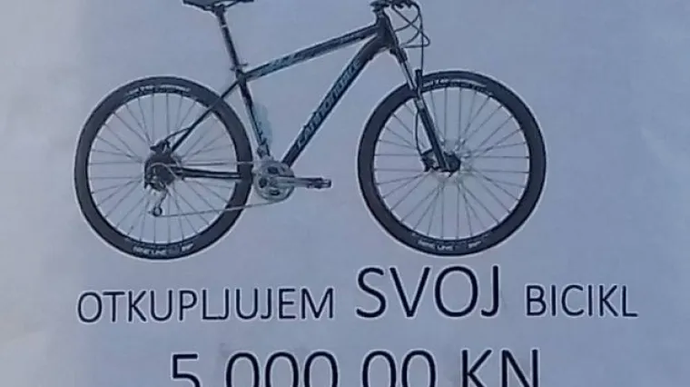 Nagrada za kradljivca: 'Otkupljujem SVOJ bicikl za 5000 kn, nisi ti kriv već ja koji sam ti ga ostavio'