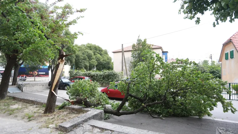 Olujno jugo pu&scaron;e jače od 110 kilometara na sat: u Splitu čupa stabla i lomi fasade sa zgrada