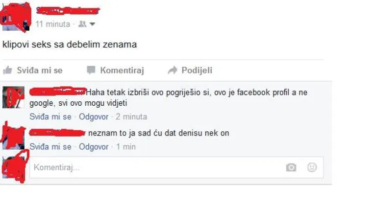 Mislio je da je na Googleu pa je u statusu na Fejsu objavio što ga napaljuje