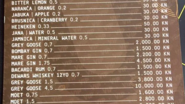 Procurila fotografija cjenika sa Ultre, ljudi &scaron;okirani: 'Nije ni čudo da se drogiraju'