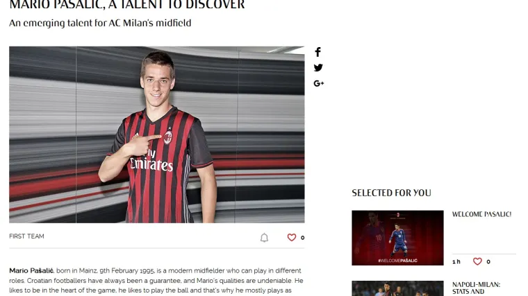 Mladi Hrvat stigao u redove talijanskog giganta: Mario Pa&scaron;alić je novi igrač Milana!