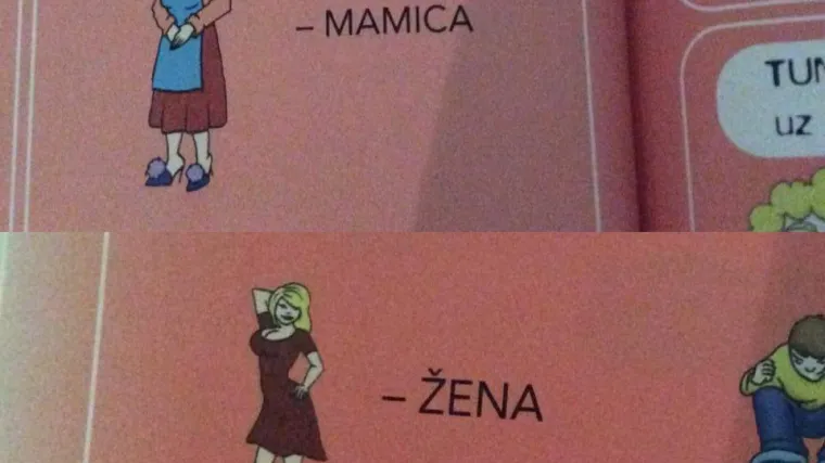 Ovako u udžbeniku iz glazbenog za prva&scaron;iće izgledaju 'mamica' i 'žena'
