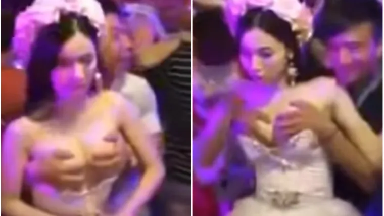 Gosti diraju mladenku po grudima za sreću i ostavljaju novac