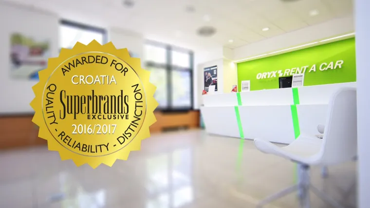 ORYX Rent a car ponosni nositelj Superbrands Exclusive Hrvatska 2016 priznanja