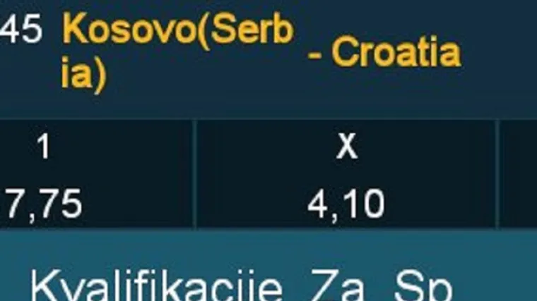 Srpske kladionice nude par Kosovo(Srbija)-Hrvatska u srpskom gradu Skadru