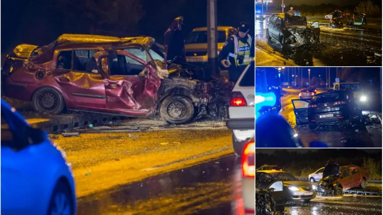 Potpuno smrskani automobili, dvoje ozlijeđenih